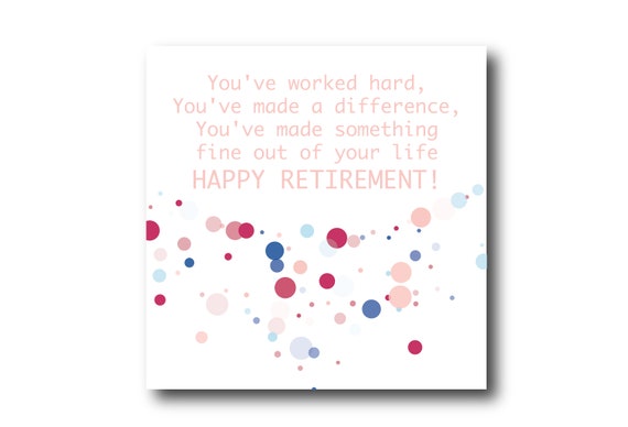 Digital Retirement card wishes, instant download, printable at home, ready to post, PANTONE Colors