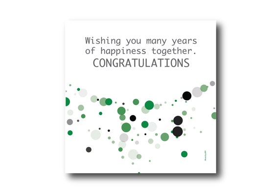 Digital Wedding Congratulation Greeting card wishes, instant download, printable at home, ready to post, Pantone Colors
