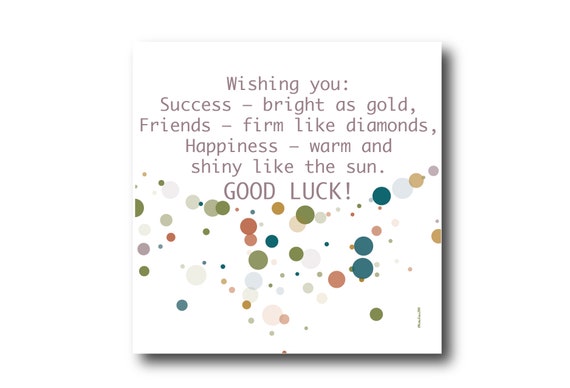 Digital Good Luck card wishes, instant download, printable at home, ready to post, Pantone Colors