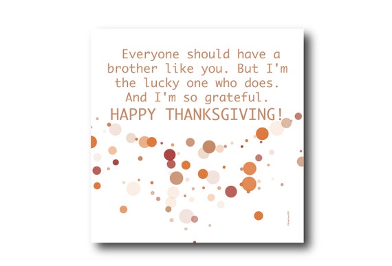 Digital Thanksgiving card wishes for a Brother, instant download, printable at home, Pantone Colors, Sustainable Design