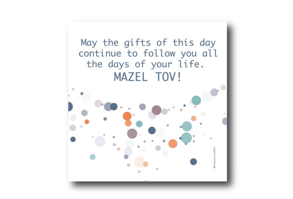 Digital Mazel Tov card wishes, instant download, printable at home, ready to post, Pantone Colors
