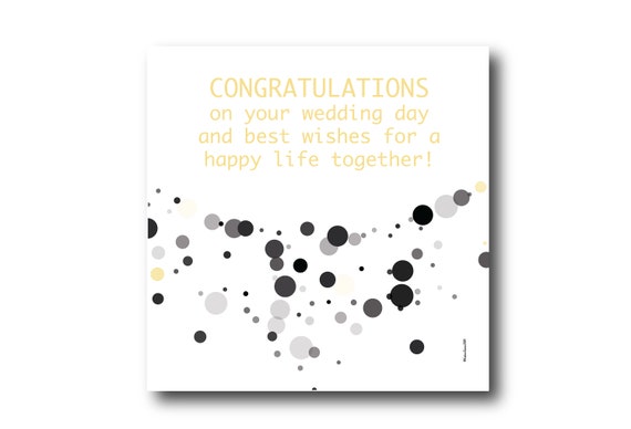 Digital Wedding Congratulation Greeting card wishes, instant download, printable at home, ready to post, Pantone Colors