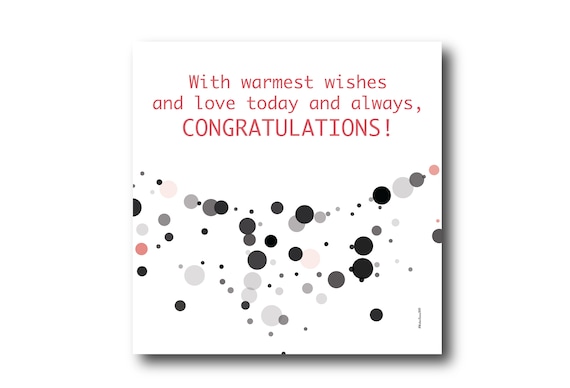 Digital Wedding Congratulation Greeting card wishes, instant download, printable at home, ready to post, Pantone Colors