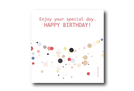 Digital Birthday card wishes, instant download, printable at home, Pantone Colors