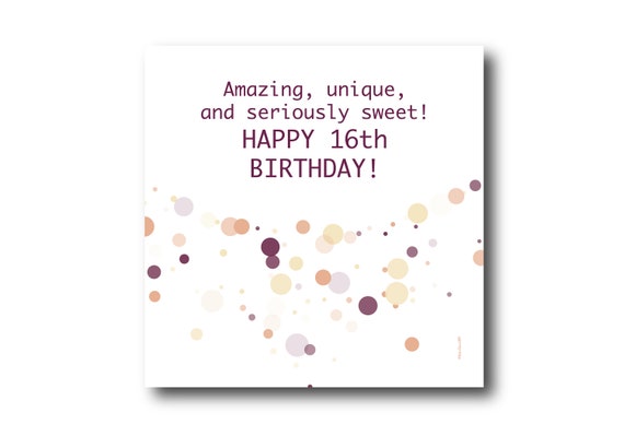 Digital Sweet 16th Birthday Wishes Greeting Card, Pantone Colors, social media ready image