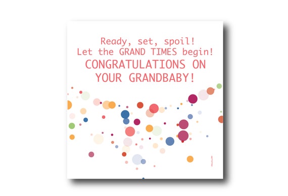 Digital New Grandma Wishes, Baby boy or girl card wishes, instant download, printable at home, Pantone Colors