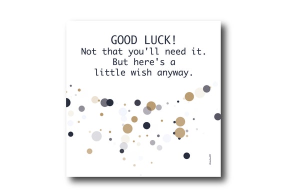 Digital Good Luck card wishes, instant download, printable at home, ready to post, Pantone Colors