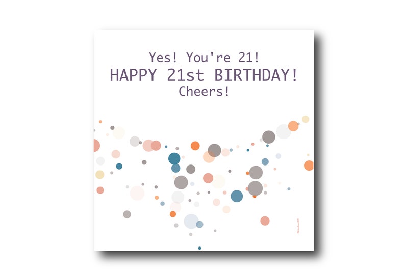 Digital 21st Birthday Wishes Greeting Card, Pantone Colors image 1