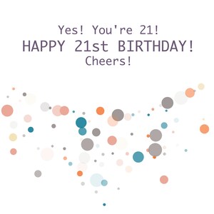 Digital 21st Birthday Wishes Greeting Card, Pantone Colors image 2