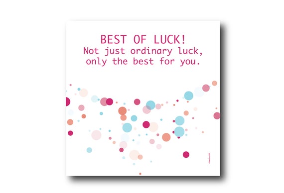 Digital Good Luck card wishes, instant download, printable at home, ready to post, Pantone Colors