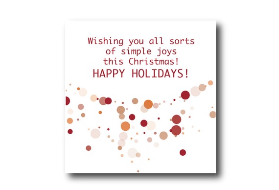 Digital Holiday Season card wishes, instant download, printable at home, ready to post, Pantone Colors