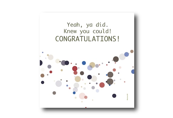 Digital Congratulations card wishes, instant download, printable at home, Pantone Colors