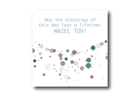 Digital Mazel Tov card wishes, instant download, printable at home, ready to post, Pantone Colors