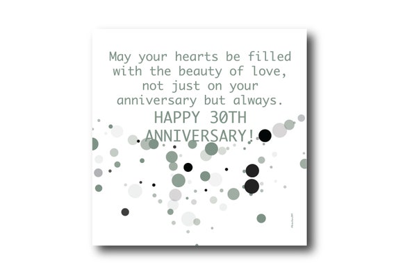 Digital 30th Wedding Anniversary Card wishes, Pantone Colors