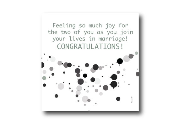 Digital Wedding Congratulation Greeting card wishes, instant download, printable at home, ready to post, Pantone Colors