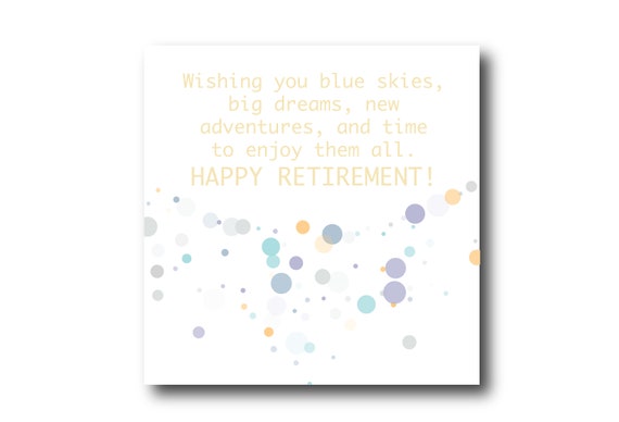 Digital Retirement card wishes, instant download, printable at home, ready to post, Pantone Colors