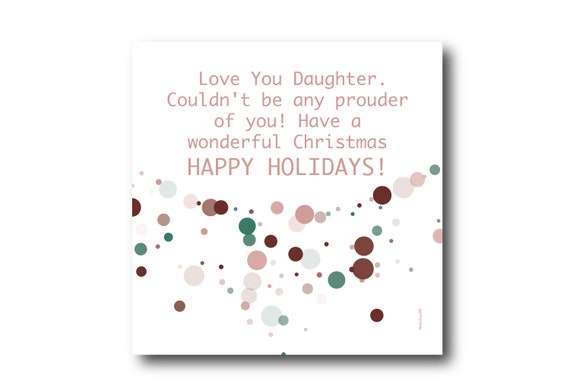 Digital Holiday Season card wishes for a daughter, instant download, printable at home, ready to post, Pantone Colors