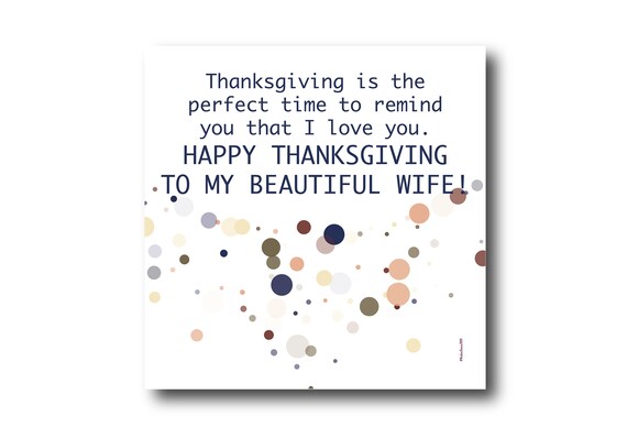 Digital Thanksgiving card wishes for wife, instant download, printable at home, Pantone Colors, Sustainable Design