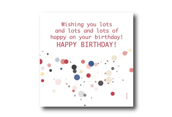 Digital Birthday card wishes, instant download, printable at home, Pantone Colors
