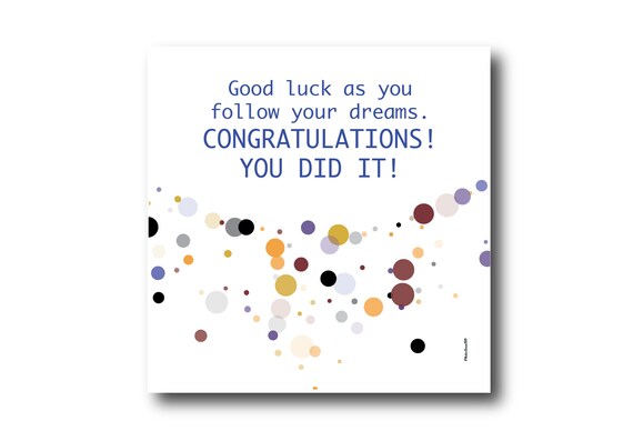 Digital Congratulations card wishes, instant download, printable at home, Pantone Colors