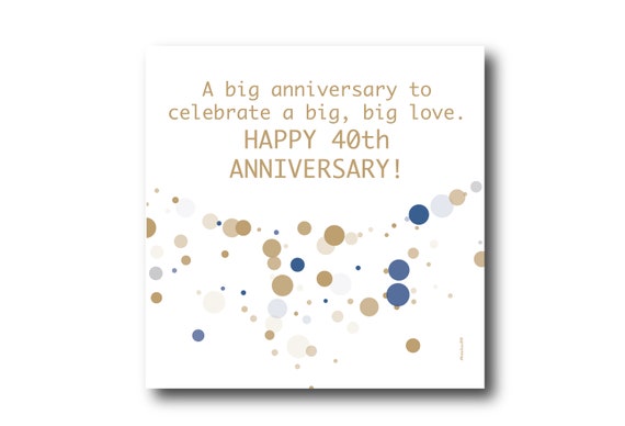 Digital 40th Wedding Anniversary Card wishes, Pantone Colors