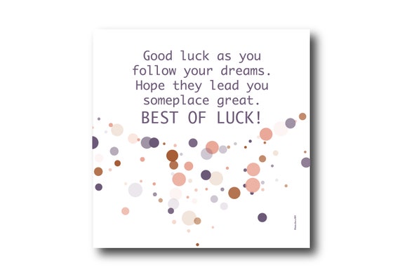 Digital Good Luck card wishes, instant download, printable at home, ready to post, Pantone Colors