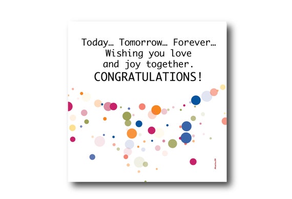Digital Wedding Congratulation Greeting card wishes, instant download, printable at home, ready to post, Pantone Colors