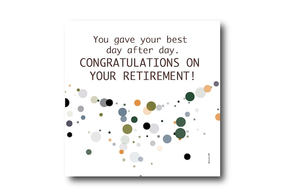 Digital Retirement card wishes, instant download, printable at home, ready to post, Pantone Colors