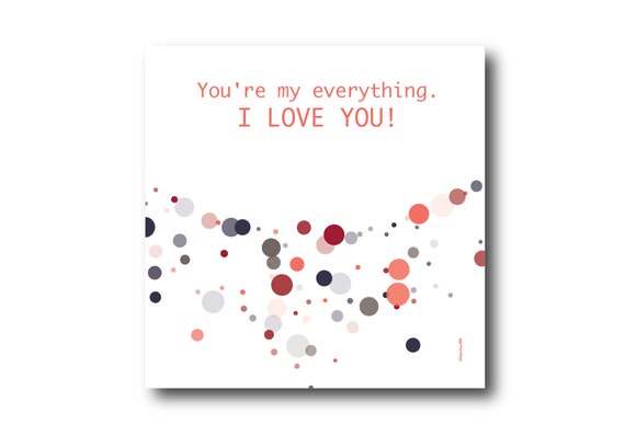 Digital Love card wishes, instant download, printable at home, ready to post, Pantone Colors