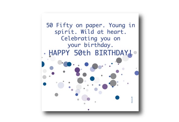 Digital 50th Birthday Wishes Greeting Card, Pantone Colors