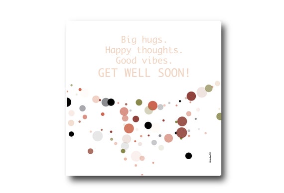 Digital Get Well Soon card wishes, instant download, printable at home, ready to post, Pantone Colors