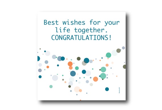 Digital Wedding Congratulation Greeting card wishes, instant download, printable at home, ready to post, Pantone Colors