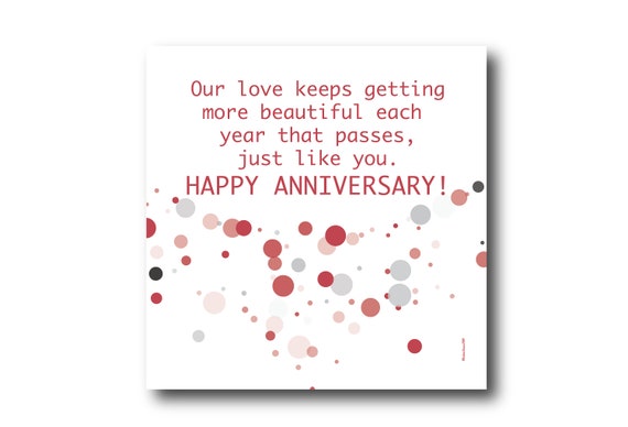 Digital Wedding Anniversary card wishes, instant download, printable at home, Pantone Colors
