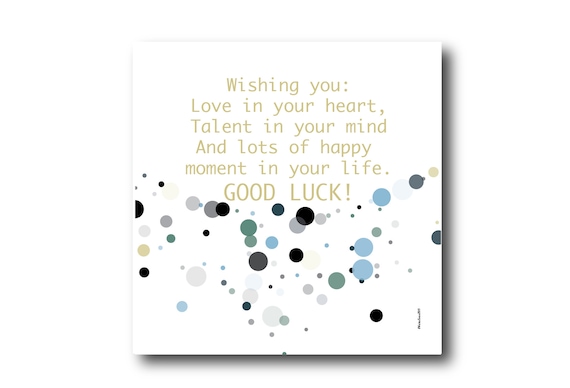 Digital Good Luck card wishes, instant download, printable at home, ready to post, Pantone Colors
