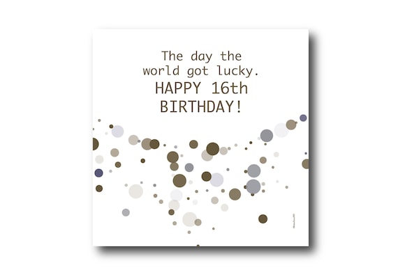 Digital 16th Birthday Wishes greeting card, Pantone Colors, Social Media Image