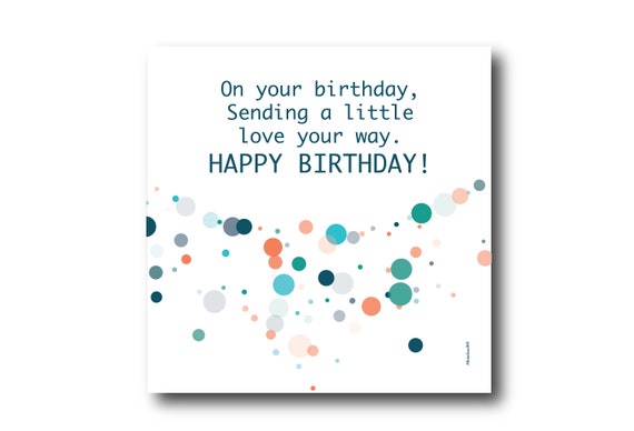 Digital Birthday card wishes, instant download, printable at home, Pantone Colors