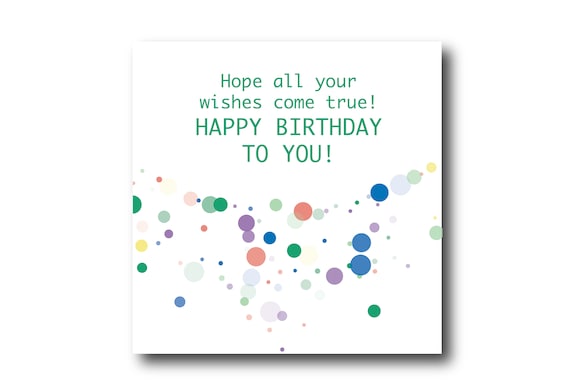 Digital Birthday card wishes, instant download, printable at home, Pantone Colors