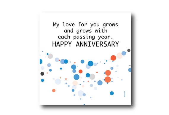 Digital Wedding Anniversary card wishes, instant download, printable at home, Pantone Colors
