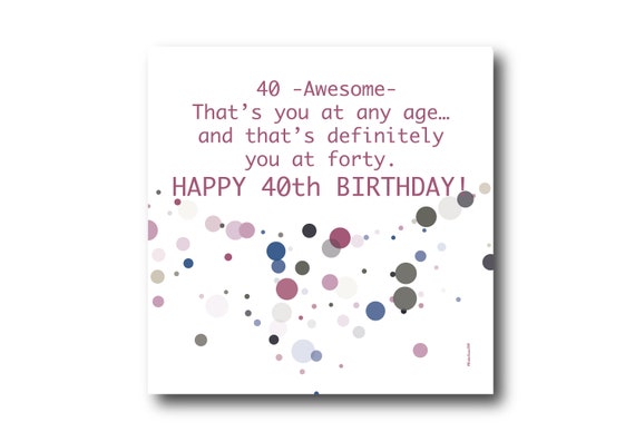 Digital 40th Birthday card wishes, instant download, printable at home, Pantone Colors