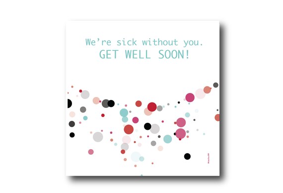 Digital Get Well Soon card wishes, instant download, printable at home, ready to post, Pantone Colors