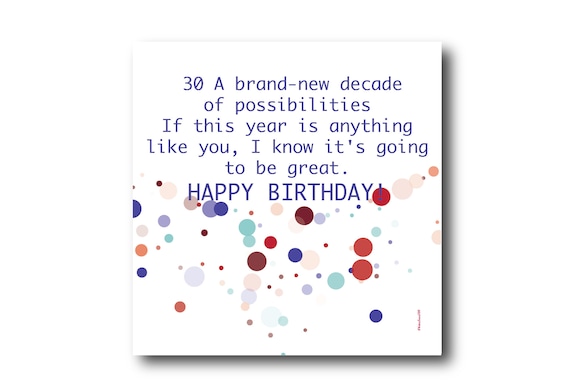 Digital 30th Birthday Wishes greeting card, Pantone Colors