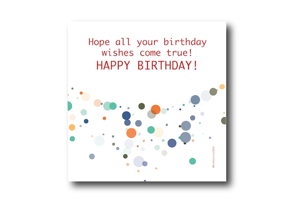 Digital Birthday card wishes, instant download, printable at home, Pantone Colors