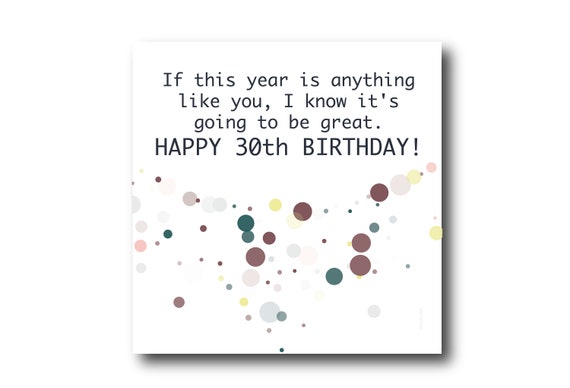 Digital 30th Birthday Wishes Greeting Card, Pantone Colors