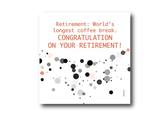 Digital Retirement card wishes, instant download, printable at home, ready to post, Pantone Colors
