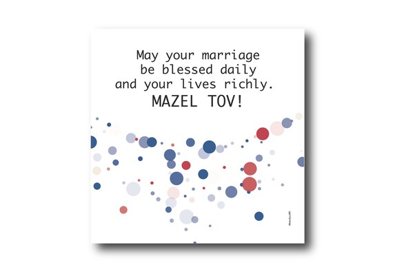 Digital Mazel Tov card wishes, instant download, printable at home, ready to post, Pantone Colors