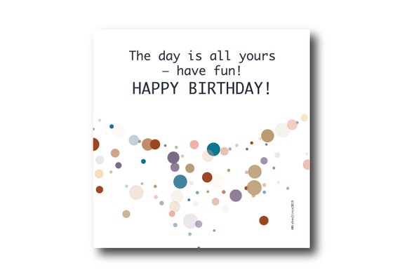 Digital Birthday card wishes, instant download, printable at home, Pantone Colors