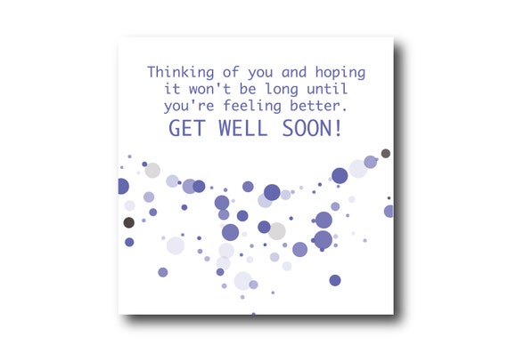 Digital Get Well Soon card wishes, instant download, printable at home, ready to post, Pantone Color Very Peri