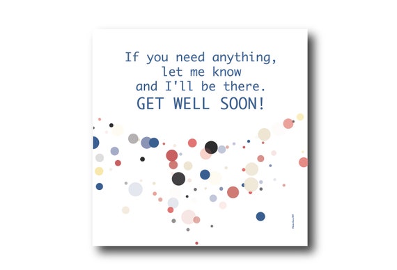 Digital Get Well Soon card wishes, instant download, printable at home, ready to post, Pantone Colors