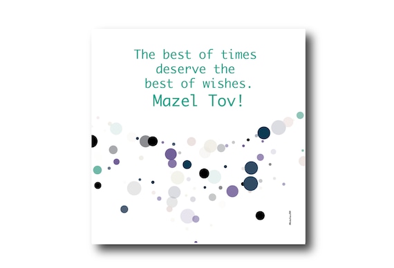 Digital Mazel Tov card wishes, instant download, printable at home, ready to post, Pantone Colors