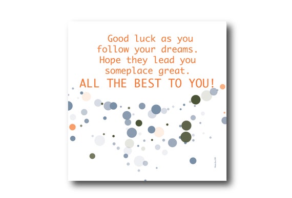 Digital Good Luck card wishes, instant download, printable at home, ready to post, Pantone Colors